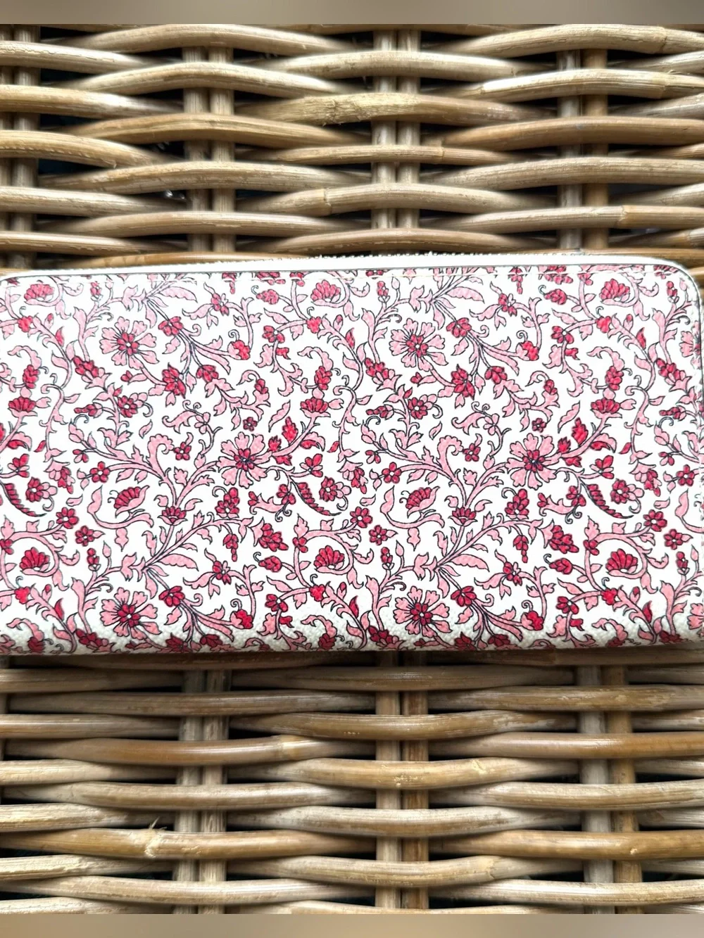 Tory Burch Carter Continental Wallet Floral Zip Red Paisley